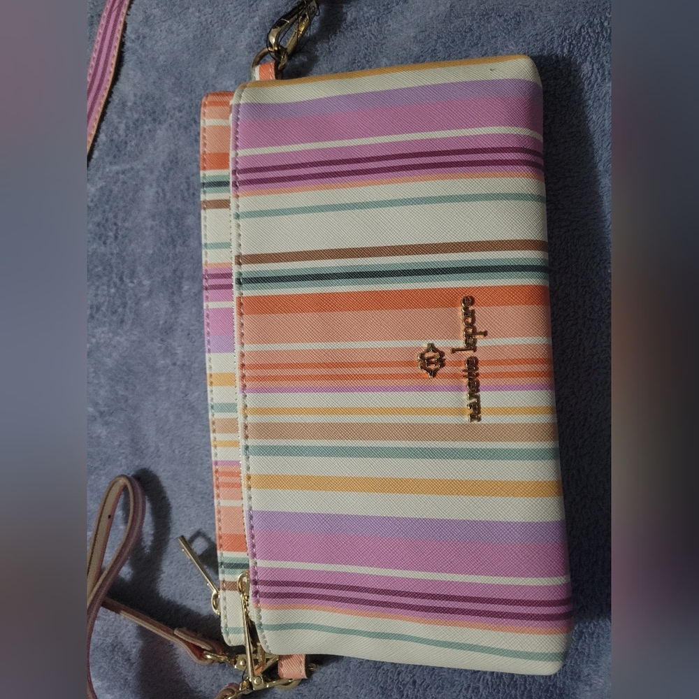 Nanette Lepore Pink and Orange Crossbody Bag with Stripes